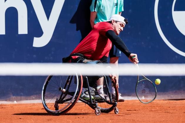 BMW Open München ATP, Tennis Herren 500; 19.04.2025 Allianz Para Trophy Finale Gustavo Fernandez (Argentinien) im Match gegen Alfie Hewett (Grossbritannien) BMW Open by Bitpanda München ATP 500: Tag 8, München, MTTC Iphitos am 19.04.2025 Copyright: xBEAUTIFULxSPORTS Wunderlx