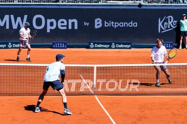 BMW Open München ATP, Tennis Herren 500; 19.04.2025 Kevin Krawietz (Deutschland) und Tim Pütz (Deutschland) jubeln im Doppel gegen Sander Gille (Belgien) und Jan Zielinski (Polen), Halbfinale BMW Open by Bitpanda München ATP 500: Tag 8, München, MTTC Iphitos am 19.04.2025 Copyright: xBEAUTIFULxSPORTS Wunderlx