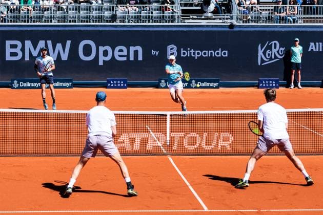 BMW Open München ATP, Tennis Herren 500; 19.04.2025 Sander Gille (Belgien) und Jan Zielinski (Polen) im Doppel gegen Kevin Krawietz (Deutschland) und Tim Pütz (Deutschland), Halbfinale BMW Open by Bitpanda München ATP 500: Tag 8, München, MTTC Iphitos am 19.04.2025 Copyright: xBEAUTIFULxSPORTS Wunderlx