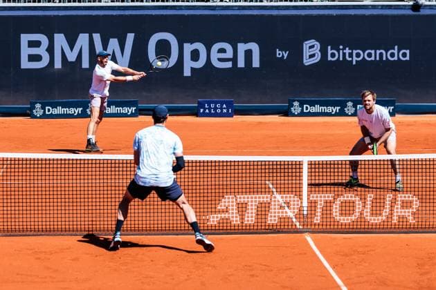 BMW Open München ATP, Tennis Herren 500; 19.04.2025 Kevin Krawietz (Deutschland) und Tim Pütz (Deutschland) im Doppel gegen Sander Gille (Belgien) und Jan Zielinski (Polen), Halbfinale BMW Open by Bitpanda München ATP 500: Tag 8, München, MTTC Iphitos am 19.04.2025 Copyright: xBEAUTIFULxSPORTS Wunderlx