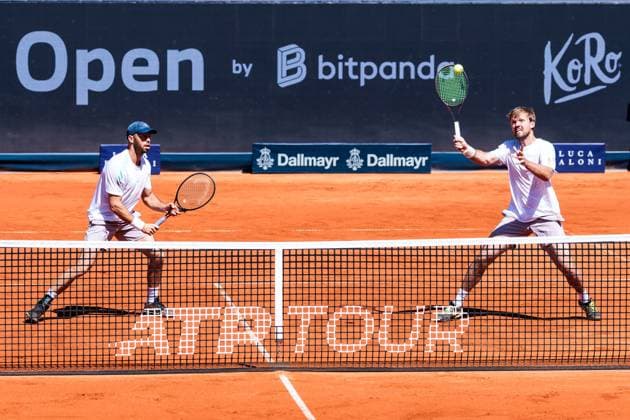 BMW Open München ATP, Tennis Herren 500; 19.04.2025 Kevin Krawietz (Deutschland) und Tim Pütz (Deutschland) im Doppel gegen Sander Gille (Belgien) und Jan Zielinski (Polen), Halbfinale BMW Open by Bitpanda München ATP 500: Tag 8, München, MTTC Iphitos am 19.04.2025 Copyright: xBEAUTIFULxSPORTS Wunderlx