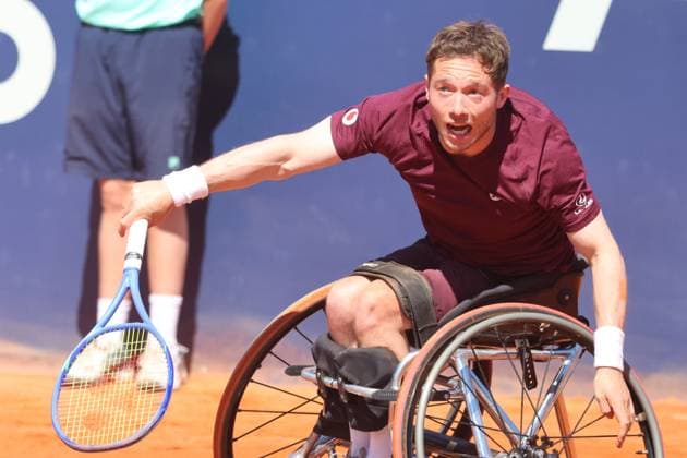 Alfie Hewett (GBR) Rollstuhltennis, Allianz Para Trophy im Rahmen der BMW Open, Portraet, Portrait, Wheelchair Tennis, Spielt gegen Gustavo Fernandez Tennis BMW Open by Bitpanda ATP, Tennis Herren 500 München 19.04.2025 FOTO: Mladen Lackovic LakoPress