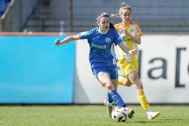 19.04.2025, Hänsch-Arena, Meppen, GER, 2. Frauen-Bundesliga: SV Meppen - 1. FC Union Berlin, Marie Bleil (SV Meppen 7) DFL REGULATIONS PROHIBIT ANY USE OF PHOTOGRAPHS AS IMAGE SEQUENCES AND OR QUASI-VIDEO. Meppen Niedersachsen Germany Hänsch-Arena