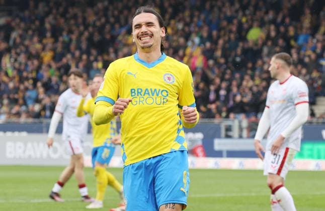 Eintracht BS vs 1. FC Kaiserslautern Braunschweig, 19.04.2025, Fußball, Saison 24 25, 2. Bundesliga, 30. Spieltag, Eintracht Braunschweig vs 1. FC Kaiserslautern, Bild zeigt: Rayan Philippe (BTSV, 9) Braunschweig