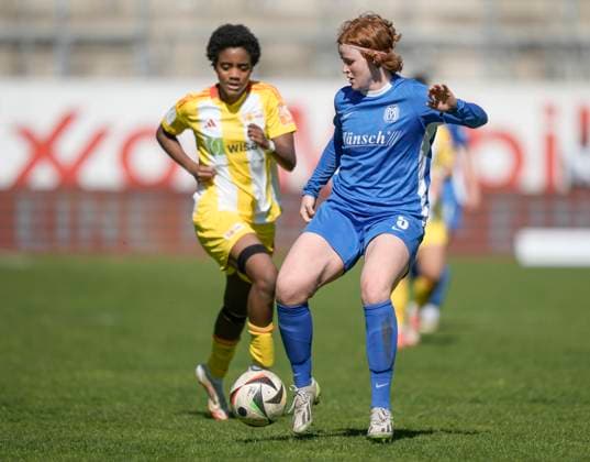 19.04.2025, Hänsch-Arena, Meppen, GER, 2. Frauen-Bundesliga: SV Meppen - 1. FC Union Berlin, Lena Maria Göppel (SV Meppen 5) DFL REGULATIONS PROHIBIT ANY USE OF PHOTOGRAPHS AS IMAGE SEQUENCES AND OR QUASI-VIDEO. Meppen Niedersachsen Germany Hänsch-Arena