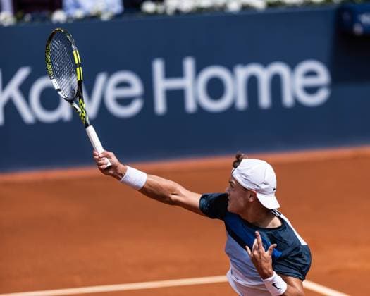 April 19, 2025, Barcelona, Barcelona, Spain: Holger Rune of Denmark during the semifinals between Karen Khachanov on Barcelona Open Banc Sabadell Trofeo Conde de Godo on April 19, 2025 in Barcelona, Spain. Barcelona Spain - ZUMAs316 20250419_znp_s316_003 Copyright: xMartixSeguraxRamonedax