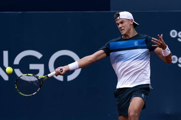 April 19, 2025, Barcelona, Barcelona, Spain: Holger Rune of Denmark during the semifinals between Karen Khachanov on Barcelona Open Banc Sabadell Trofeo Conde de Godo on April 19, 2025 in Barcelona, Spain. Barcelona Spain - ZUMAs316 20250419_znp_s316_029 Copyright: xMartixSeguraxRamonedax