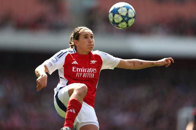 UEFA CL Women - Arsenal v Lyon 19 April 2025 London - UEFA Women™s Champions League semi final 1st leg - Arsenal v Olympique Lyonnais - Mariona Caldentey of Arsenal - (Photo by Mark Leech). London UK Copyright: xMarkxLeechxOffside