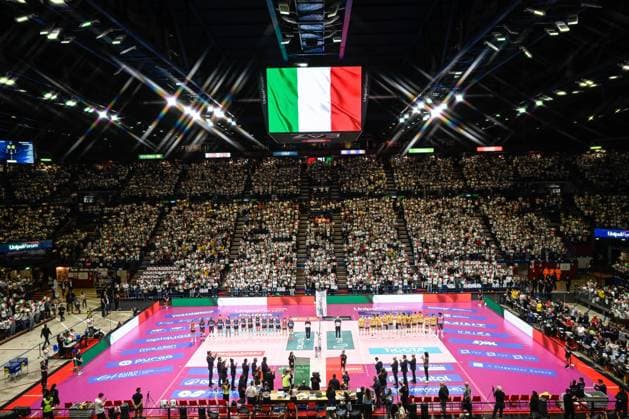General view of Unipol Forum Assago venue Volleyball Italian Serie A Women Championship, playoff final second leg match between Numia Vero Volley Milano and Prosecco Doc Imoco Conegliano, on Avril 19th, 2025, at Unipol Forum Assago, Milano, Italy  Copyright: xTizianoxBallabio IPAxSportx xipa-agency.netx xx IPA_56670912 IPA_Agency_IPA56670912