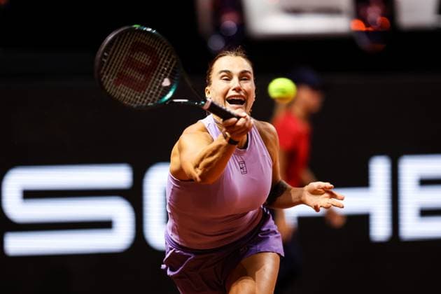 im Bild Aryna Sabalenka Aryna Sabalenka vs Elise Mertens BEL GER, Porsche Tennis Grand Prix GP Stuttgart 2025, WTA500, 19.04.2025 GER, Porsche Tennis Grand Prix GP Stuttgart 2025, WTA500, 19.04.2025 Stuttgart Copyright: xEibner-Pressefoto RogerxBuerkex EP