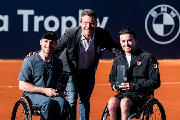 BMW Open München ATP, Tennis Herren 500; 19.04.2025 Siegerehrung der Allianz Para Trophy Die Gewinner im Doppel Alfie Hewett (Grossbritannien) und Gordon Reid (Grossbritannien) BMW Open by Bitpanda München ATP 500: Tag 8, München, MTTC Iphitos am 19.04.2025 Copyright: xBEAUTIFULxSPORTS Wunderlx