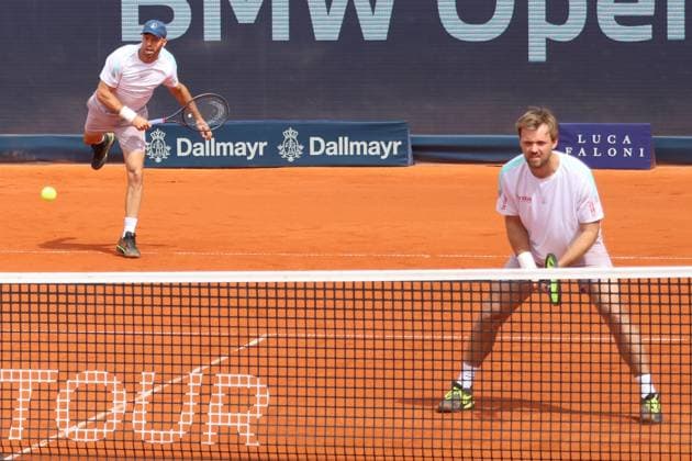 Kevin Krawietz (vorne) (GER) und Tim Puetz (GER) Tennis BMW Open by Bitpanda ATP, Tennis Herren 500 Finale Doppel München 20.04.2025 FOTO: Mladen Lackovic LakoPress