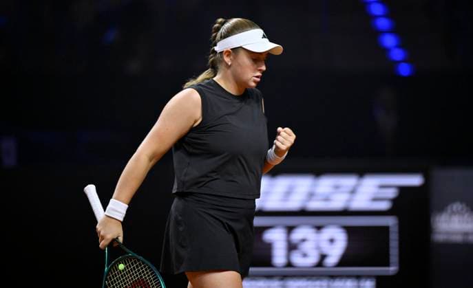Jelena Ostapenko (LAT) Jubel, Freude, Emotion, emotional, jubelt, Glueck, gluecklich, Tennis Damen Porsche-Cup Porsche Tennis Grand Prix GP Stuttgart 2025 Porsche Arena 20.04.2024 DFL REGULATIONS PROHIBIT ANY USE OF PHOTOGRAPHS AS IMAGE SEQUENCES AND OR QUASI-VIDEO Tennis Damen Porsche-Cup Porsche Tennis Grand Prix GP Stuttgart 2025