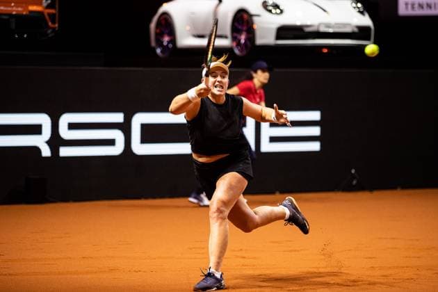 Im Bild Jelena Ostapenko Halbfinale Ekaterina Alexandrova vs Jelena Ostapenko LAT GER, Porsche Tennis Grand Prix GP Stuttgart 2025, WTA500, 20.04.2025 GER, Porsche Tennis Grand Prix GP Stuttgart 2025, WTA500, 20.04.2025 Stuttgart Copyright: xEibner-Pressefoto RogerxBuerkex EP