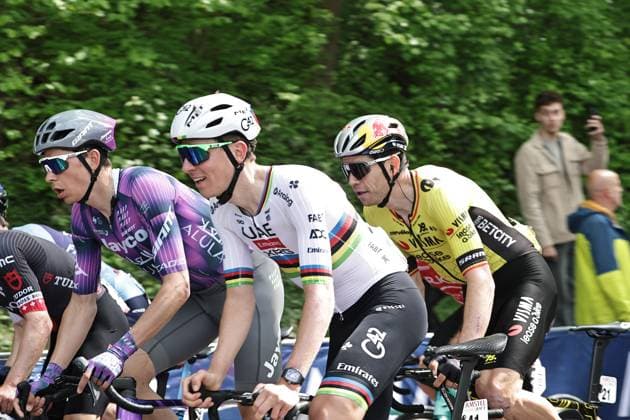Valkenburg, 20-04-2025, cycling, Amstel Gold Race, men, with Wout van Aert and Tadej Pogacar Amstel Gold Race 2025 Men  x28846013x Copyright: