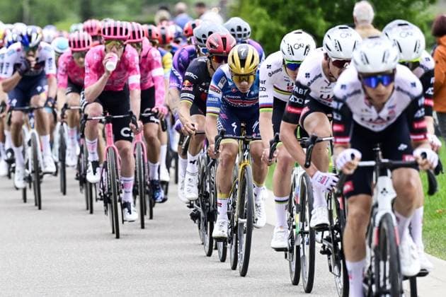 Belgian Remco Evenepoel of Soudal Quick-Step pictured in action during the men elite Amstel Gold Race one day cycling race, 255,9 km from Maastricht to Valkenburg, The Netherlands, Sunday 20 April 2025. DIRKxWAEM  x121313117x
