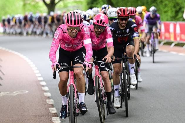 Italian Samuele Battistella of EF Education-EasyPost pictured in action during the men elite Amstel Gold Race one day cycling race, 255,9 km from Maastricht to Valkenburg, The Netherlands, Sunday 20 April 2025. DIRKxWAEM  x121313442x