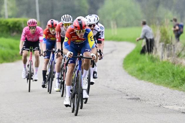 Belgian Thibau Nys of Lidl-Trek pictured in action during the men elite Amstel Gold Race one day cycling race, 255,9 km from Maastricht to Valkenburg, The Netherlands, Sunday 20 April 2025. DIRKxWAEM  x121314350x