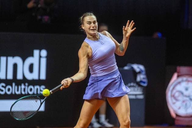 Aryna Sablenka. xettx, Deutschland, Stuttgart, 20.04.2025, Tennis, Porsche Tennis Grand Prix, 2025, Halbfinale, A.Sabalenka - J.Paolini (ITA), Porsche Arena Foto: A2 Bildagentur Peter Hartenfelser