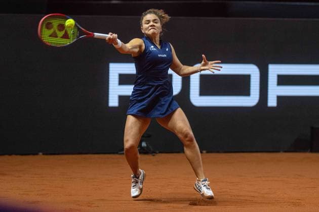 Jasmin Paolini (ITA). xettx, Deutschland, Stuttgart, 20.04.2025, Tennis, Porsche Tennis Grand Prix, 2025, Halbfinale, A.Sabalenka - J.Paolini (ITA), Porsche Arena Foto: A2 Bildagentur Peter Hartenfelser