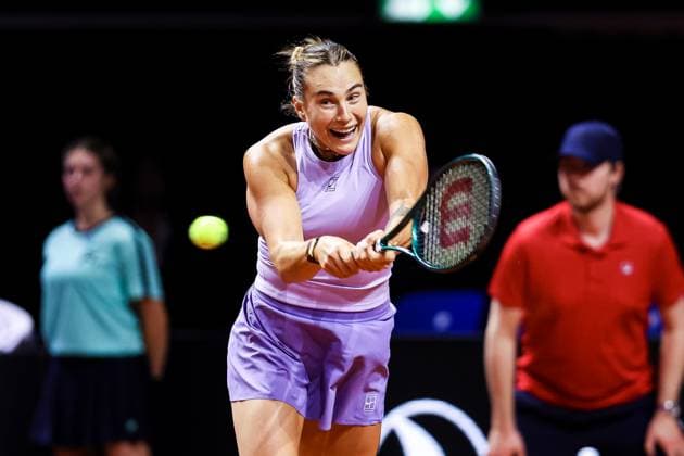 Im Bild Aryna Sabalenka Halbfinale Aryna Sabalenka vs Jasmine Paolini ITA GER, Porsche Tennis Grand Prix GP Stuttgart 2025, WTA500, 20.04.2025 GER, Porsche Tennis Grand Prix GP Stuttgart 2025, WTA500, 20.04.2025 Stuttgart Copyright: xEibner-Pressefoto RogerxBuerkex EP
