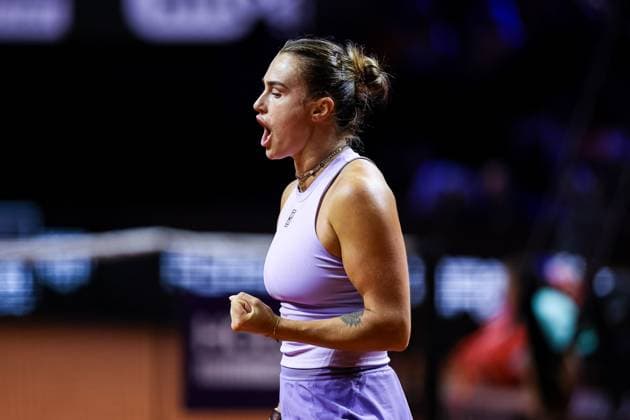 Im Bild Aryna Sabalenka Halbfinale Aryna Sabalenka vs Jasmine Paolini ITA GER, Porsche Tennis Grand Prix GP Stuttgart 2025, WTA500, 20.04.2025 GER, Porsche Tennis Grand Prix GP Stuttgart 2025, WTA500, 20.04.2025 Stuttgart Copyright: xEibner-Pressefoto RogerxBuerkex EP