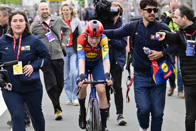 Danish Mattias Skjelmose Jensen of Lidl-Trek pictured in tears after winning the men elite Amstel Gold Race one day cycling race, 255,9 km from Maastricht to Valkenburg, The Netherlands, Sunday 20 April 2025. DIRKxWAEM  x121320581x