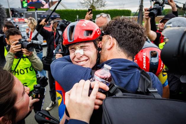 Mattias Skjelmose wins during the Amstel Gold Race (Maastricht to Valkenburg) in BERG EN TERBLIJT, Netherlands on 20 April 2025, (photo by Jules van Iperen EYE4images DeFodi Images)