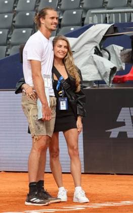 Sophia Thomalla und Freund Alexander Zverev (GER) Portrait, Lederhose, Siegerehrung, Ehrung, Tennis BMW Open by Bitpanda ATP, Tennis Herren 500 Finale Einzeln München 20.04.2025 FOTO: Mladen Lackovic LakoPress