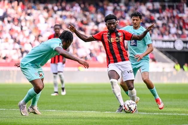 FOOTBALL : OGC Nice vs Angers SCO - ligue 1 - 20 4 25 Nice™s forward 7 Jeremie Boga - French L1 football match between OGC Nice (OGCN) and Angers SCO at Allianz Riviera stadium of Nice, on April 20, 2025. NICEFrance  Copyright: xfredxDIDES psnewzx