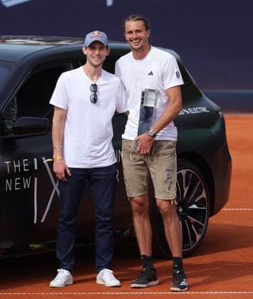 19.04.2025, BMW Open MTTC Iphitos ATP, Tennis Herren Tour 500, Muenchen, Tennis, im Bild: Dominik Thiem (AUT) und Alexander Zverev (GER)