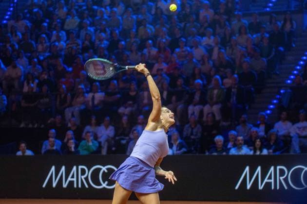 Aryna Sablenka. xettx, Deutschland, Stuttgart, 21.04.2025, Tennis, 48. Porsche Tennis Grand Prix, 2025, Finale, A.Sabalenka - J.Ostapenko (LAT), Porsche Arena Foto: A2 Bildagentur Peter Hartenfelser