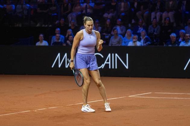 Aryna Sablenka. xettx, Deutschland, Stuttgart, 21.04.2025, Tennis, 48. Porsche Tennis Grand Prix, 2025, Finale, A.Sabalenka - J.Ostapenko (LAT), Porsche Arena Foto: A2 Bildagentur Peter Hartenfelser