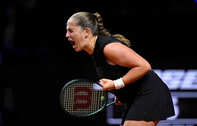 Jelena Ostapenko (LAT) Jubel, Freude, Emotion, emotional, jubelt, Glueck, gluecklich, Tennis Damen Porsche-Cup Porsche Tennis Grand Prix GP Stuttgart 2025 Porsche Arena 21.04.2024 DFL REGULATIONS PROHIBIT ANY USE OF PHOTOGRAPHS AS IMAGE SEQUENCES AND OR QUASI-VIDEO Tennis Damen Porsche-Cup Porsche Tennis Grand Prix GP Stuttgart 2025
