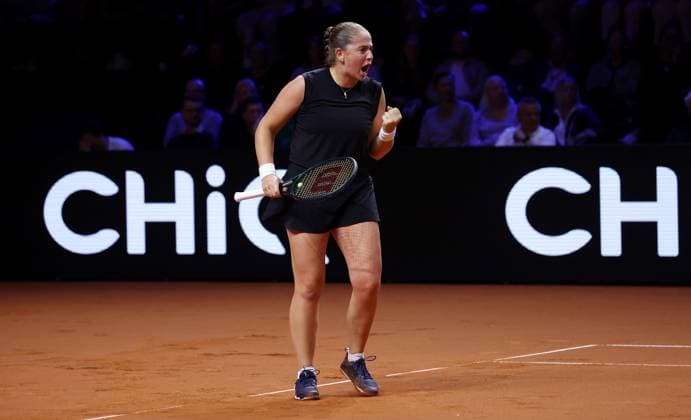 Stuttgart , Porsche Tennis Grand Prix Finale, Jelena Ostapenko (LAT) jubelt