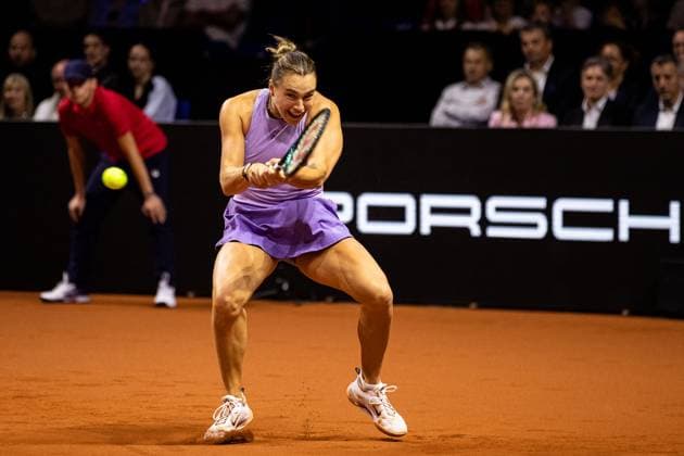 Im Bild Aryna Sabalenka Finale Aryna Sabalenka vs Jelena Ostapenko LAT GER, Porsche Tennis Grand Prix GP Stuttgart 2025, WTA500, 21.04.2025 GER, Porsche Tennis Grand Prix GP Stuttgart 2025, WTA500, 21.04.2025 Stuttgart Copyright: xEibner-Pressefoto RogerxBuerkex EP