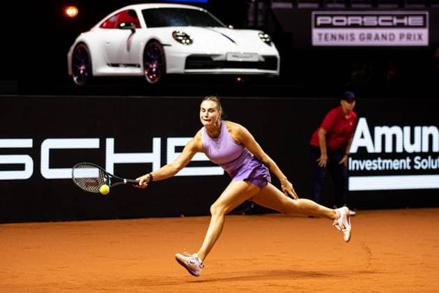 Im Bild Aryna Sabalenka Finale Aryna Sabalenka vs Jelena Ostapenko LAT GER, Porsche Tennis Grand Prix GP Stuttgart 2025, WTA500, 21.04.2025 GER, Porsche Tennis Grand Prix GP Stuttgart 2025, WTA500, 21.04.2025 Stuttgart Copyright: xEibner-Pressefoto RogerxBuerkex EP
