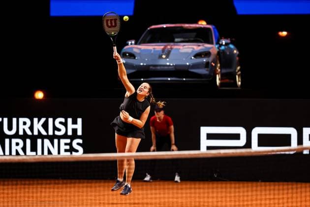 Im Bild Jelena Ostapenko Finale Aryna Sabalenka vs Jelena Ostapenko LAT GER, Porsche Tennis Grand Prix GP Stuttgart 2025, WTA500, 21.04.2025 GER, Porsche Tennis Grand Prix GP Stuttgart 2025, WTA500, 21.04.2025 Stuttgart Copyright: xEibner-Pressefoto RogerxBuerkex EP