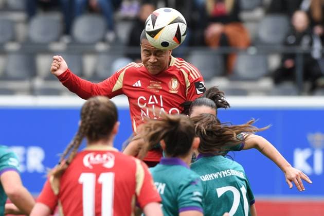 Standard Mariam Toloba pictured in action during a soccer match between RSC Anderlecht and Standard Femina de Liege, the final of the Belgian Cup, in Heverlee, Monday 21 April 2025. JILLxDELSAUX  x121398432x