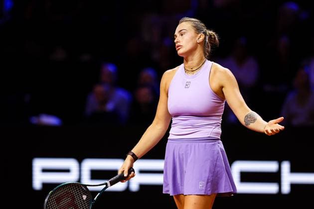 Im Bild Aryna Sabalenka frustriert und nicht zufrieden Finale Aryna Sabalenka vs Jelena Ostapenko LAT GER, Porsche Tennis Grand Prix GP Stuttgart 2025, WTA500, 21.04.2025 GER, Porsche Tennis Grand Prix GP Stuttgart 2025, WTA500, 21.04.2025 Stuttgart Copyright: xEibner-Pressefoto RogerxBuerkex EP