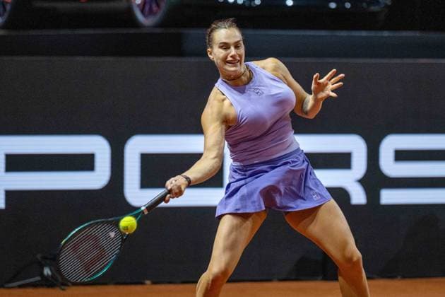 Aryna Sablenka. xettx, Deutschland, Stuttgart, 21.04.2025, Tennis, 48. Porsche Tennis Grand Prix, 2025, Finale, A.Sabalenka - J.Ostapenko (LAT), Porsche Arena Foto: A2 Bildagentur Peter Hartenfelser