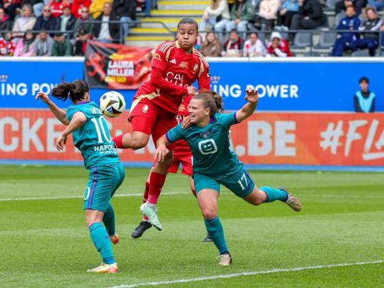 CUP FINAL STANDARD VS RSC ANDERLECHT Mariam Toloba (7) of Standard and Karlijn Helsen (17) of Anderlecht pictured during a female soccer game between Standard Femina de Liege and RSC Anderlecht in the Belgian Cup Final competition , on Monday 21 April 2025 in Leuven, Belgium . PHOTO SPORTPIX SEVIL OKTEM Leuven BELGIUM  Copyright: xSportpix.bex xSevilxOktemxSevilxOktemx