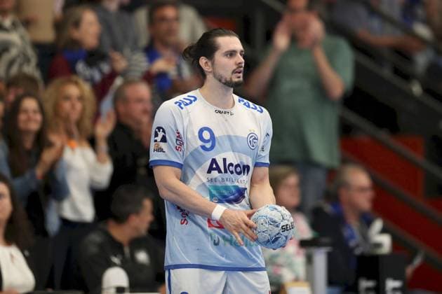 21.04.2025, Herren, Handball, Saison 2024 2025, 2. Handball-Bundesliga, 28. Spieltag: TV Grosswallstadt - TSV GWD Minden Yessine Meddeb ( 9, TV Grosswallstadt) Elsenfeld Untermainhalle Bayern Deutschland