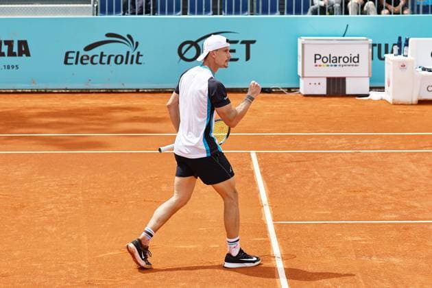Marton Fucsovics (HUN), APRIL 21, 2025 - Tennis : Fucsovics celebrate after point during singles qualifying 1st round match against Borna Gojo on the ATP, Tennis Herren tour Masters 1000 tournaments Mutua Madrid Open tennis tournament at the Caja Magica in Madrid, Spain. Noxthirdxpartyxsales  (288331045)