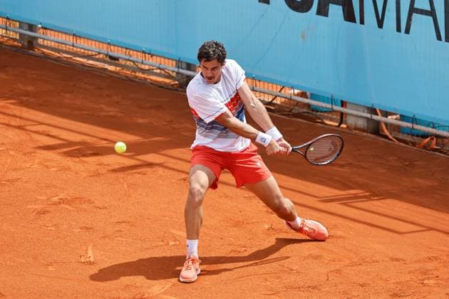 Borna Gojo (CRO), APRIL 21, 2025 - Tennis : Gojo during singles qualifying 1st round match against Marton Fucsovics on the ATP, Tennis Herren tour Masters 1000 tournaments Mutua Madrid Open tennis tournament at the Caja Magica in Madrid, Spain. Noxthirdxpartyxsales  (288331107)