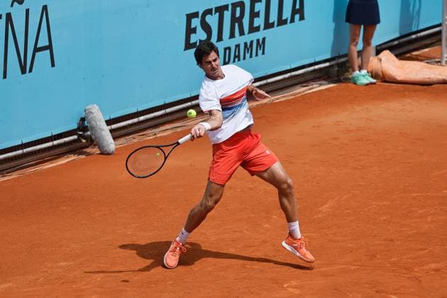 Borna Gojo (CRO), APRIL 21, 2025 - Tennis : Gojo during singles qualifying 1st round match against Marton Fucsovics on the ATP, Tennis Herren tour Masters 1000 tournaments Mutua Madrid Open tennis tournament at the Caja Magica in Madrid, Spain. Noxthirdxpartyxsales  (288331124)