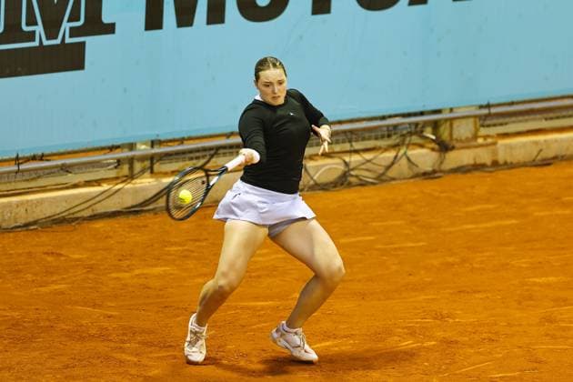Jule Niemeier (GER), APRIL 21, 2025 - Tennis : Niemeier during singles qualifying 1st round match against Anastasia Zakharova on the WTA, Tennis Damen tour 1000 tournaments Mutua Madrid Open tennis tournament at the Caja Magica in Madrid, Spain. Noxthirdxpartyxsales  (288333209)