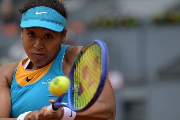 April 22, 2025, Madrid, Madrid, Spain: Naomi Osaka of Japan during their match against Lucia Bronzetti of Italy on Day Two of the Mutua Madrid Open at La Caja Magica. Madrid Spain - ZUMAd308 20250422_zsp_d308_009 Copyright: xJuanxCarlosxLucasx