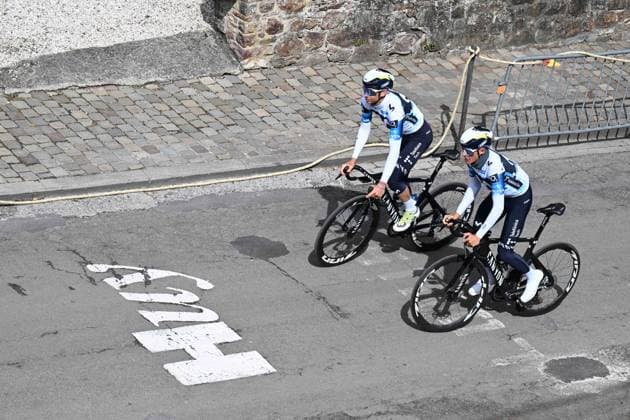 22-04-2025 Allenamento Fleche Wallonne 2025; 2025, Movistar; Mas, Enric; Huy; 