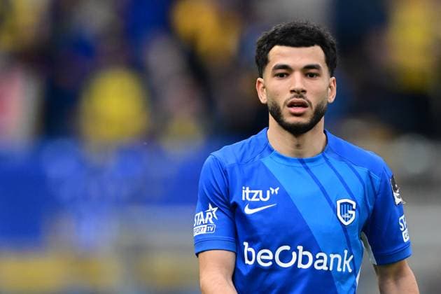 GENK - Zakaria el Ouahdi of KRC Genk during the playoffs for the championship in the Belgian Jupiler Pro League between KRC Genk - Royale Union Saint Gilloise at the Cegeka Arena on April 20, 2025 in Genk, Belgium. ANP Hollandse Hoogte KRC Genk v Royale Union Saint Gilloise 2024 25 xVIxANPxSportx xGerritxvanxKeulenxIVx 525043627 originalFilename: 525043627.jpg